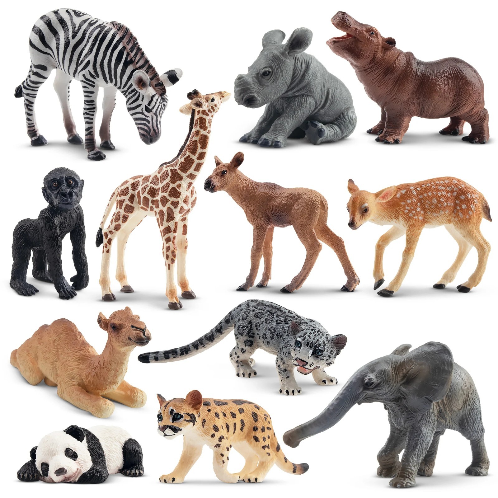 Toymany 12pcs Mini Wild Animal Figurine  Collectible Toy Set