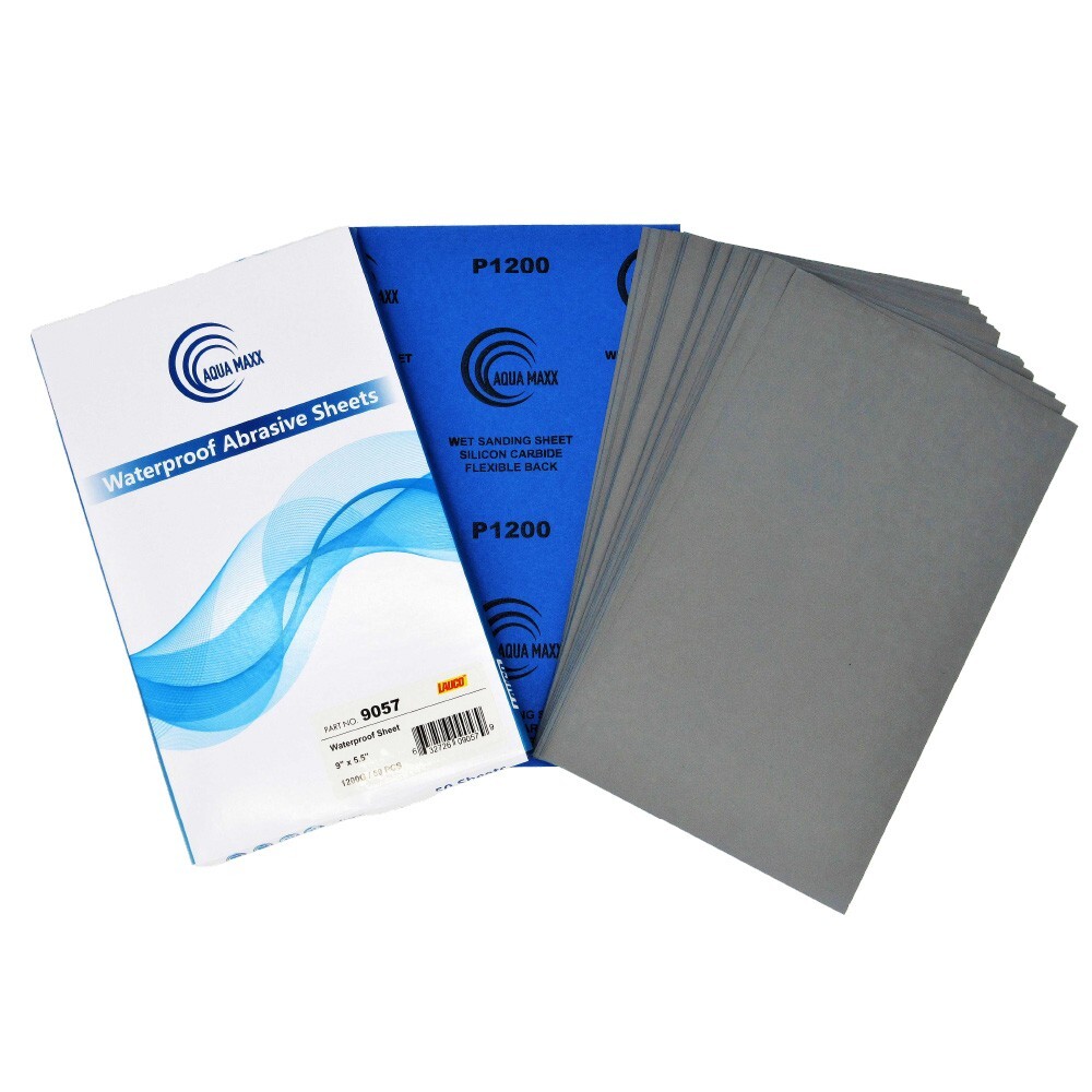 AquaMaxx Wet/Dry Sandpaper Finishing Sheets 9″x 5″ – 1200 GRIT (50-Sheet)