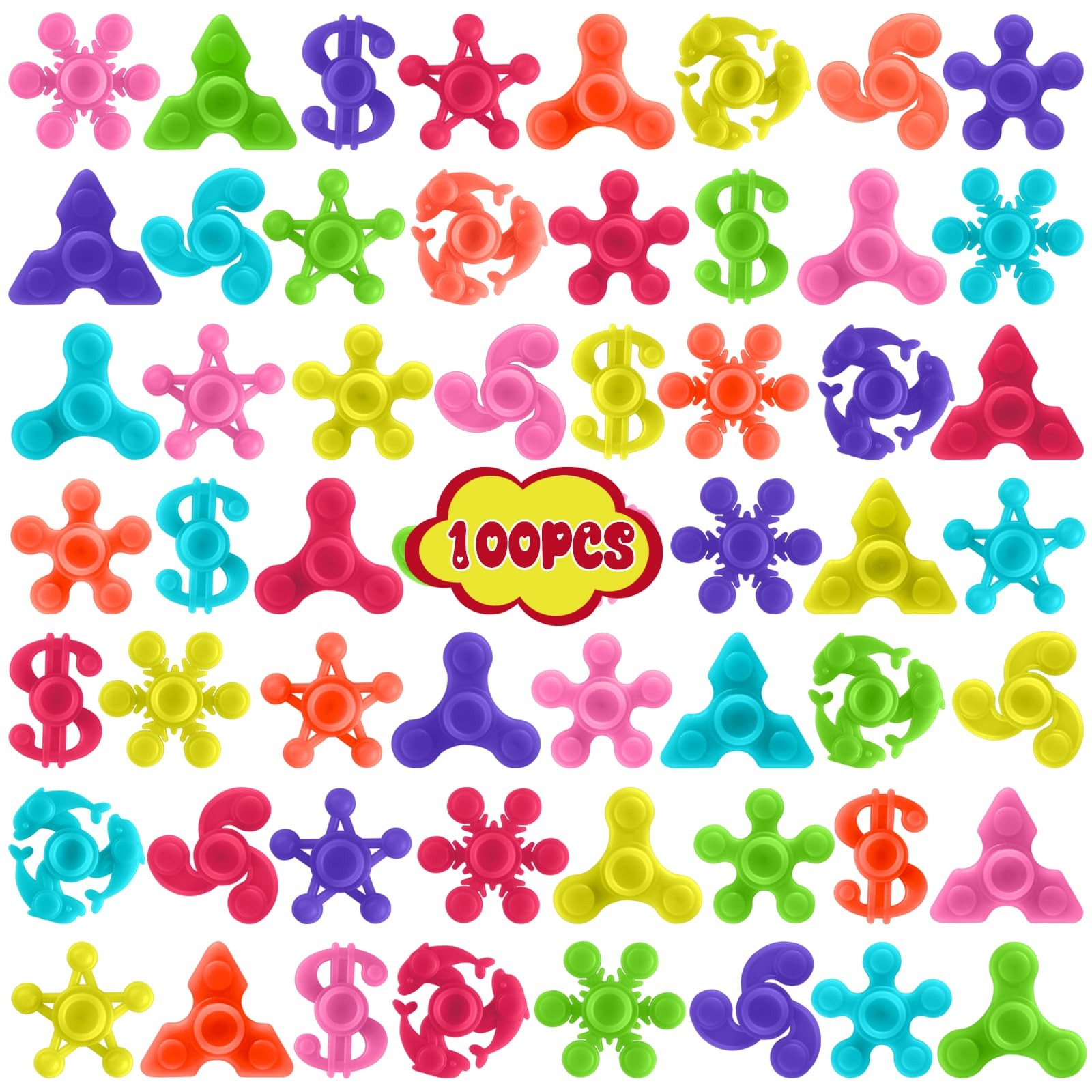 100Pcs Mini Finger Fidget Spinner Toys Bulk, Stress Relief Sensory Toys for K…