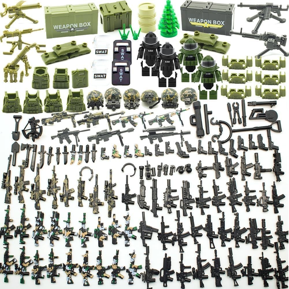 200+ Pcs Military Weapon Pack Accessories Kits Toys, Swat Team Building Block…