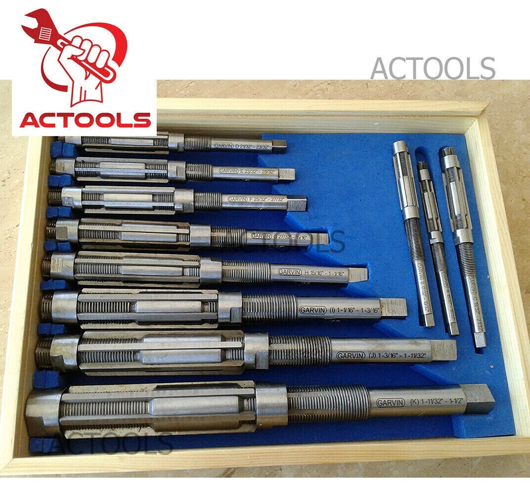 New Adjustable Hand Reamers  Set 9 Pcs A- I H4- H12 15/32″ to 1 3/16″ HSS