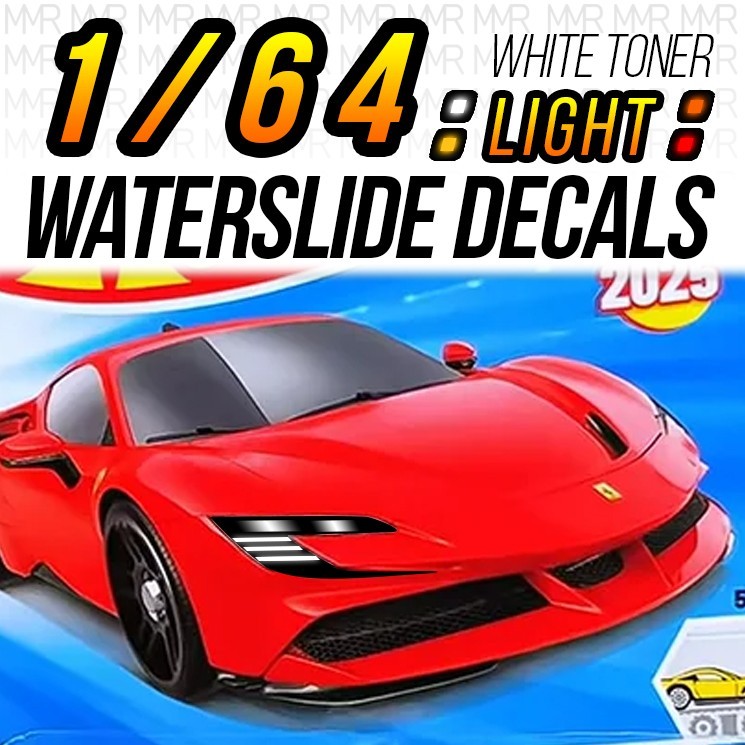 1/64 Scale FERRARI SF90 Head Tail Light WaterSlide Decals Custom for Hot Wheel