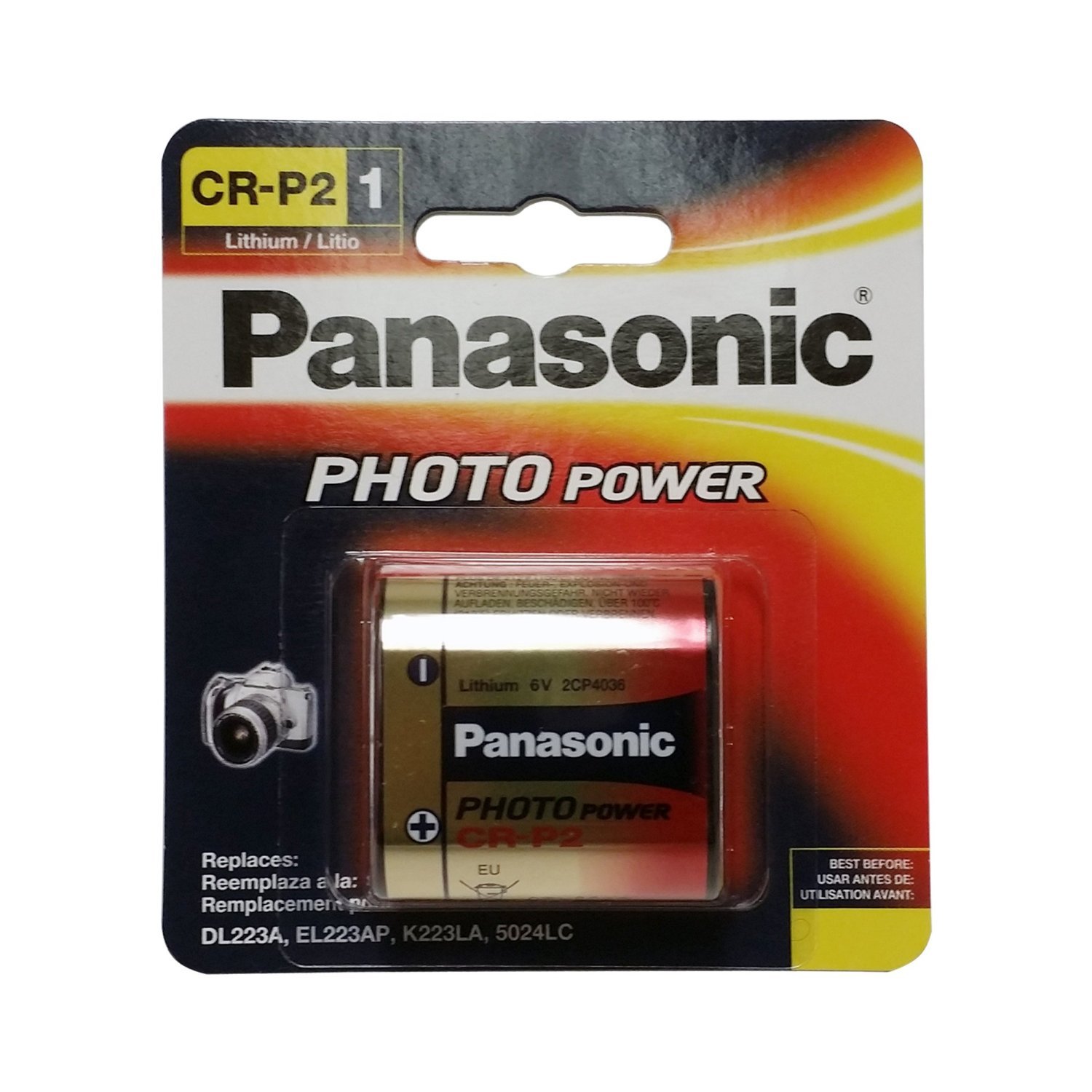 Panasonic CR-P2PA/1B Photo Power CR-P2 Lithium 223 Battery, 1 Pack