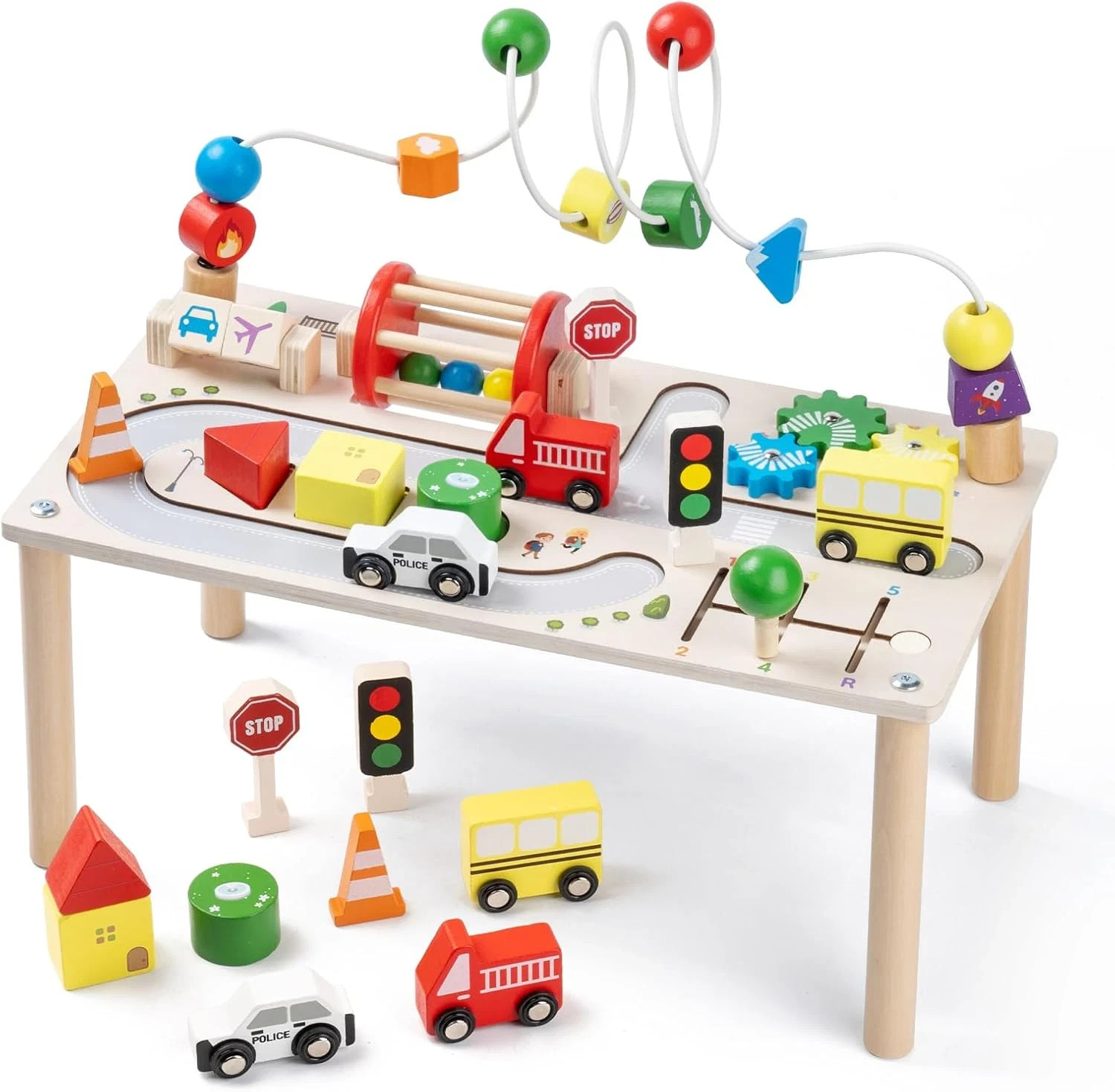 Activity Table for 1+ Year Old, Montessori Wooden Toys for Toddlers 1-3, 8 in 1