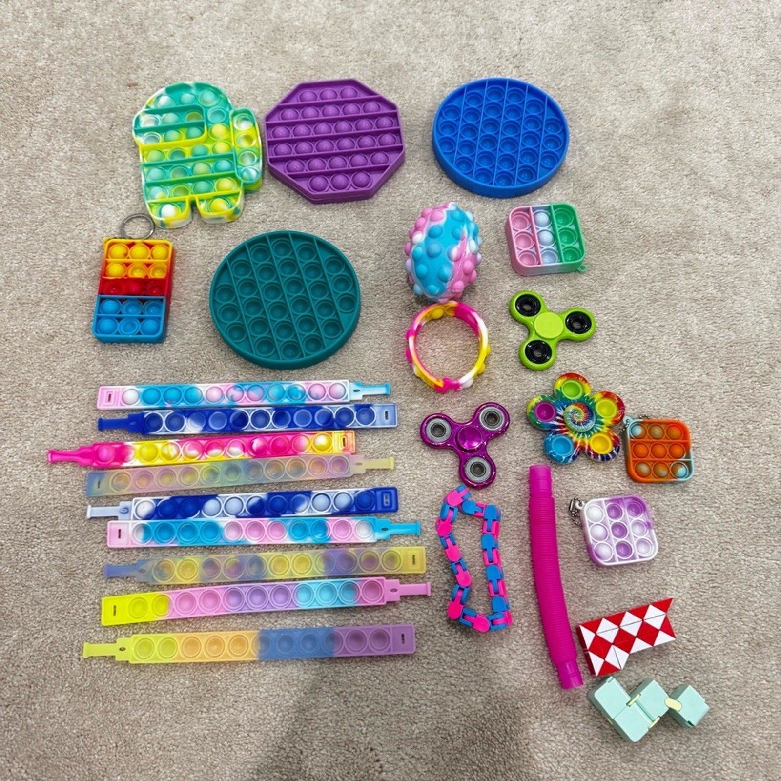 Vibrant Sensory Fidget Toy Collection, assortment of 26 pieces