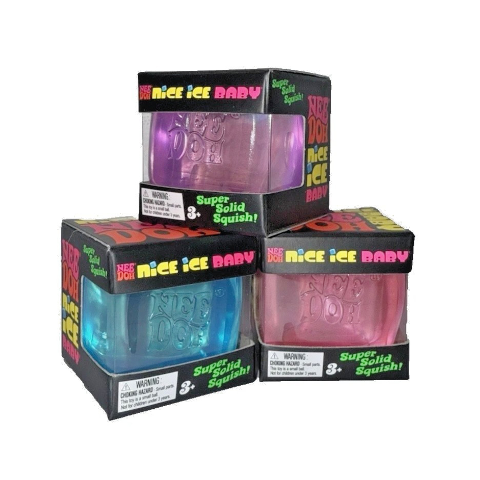 NeeDoh Nice Ice Baby Sensory & Stress Super Solid Squeeze Toy 1.25″ Pack of 3