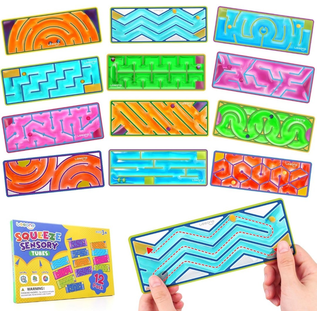 12-Pack Sensory Maze Fidget Toys for Kids & Adults: Quiet Squishy Calming…