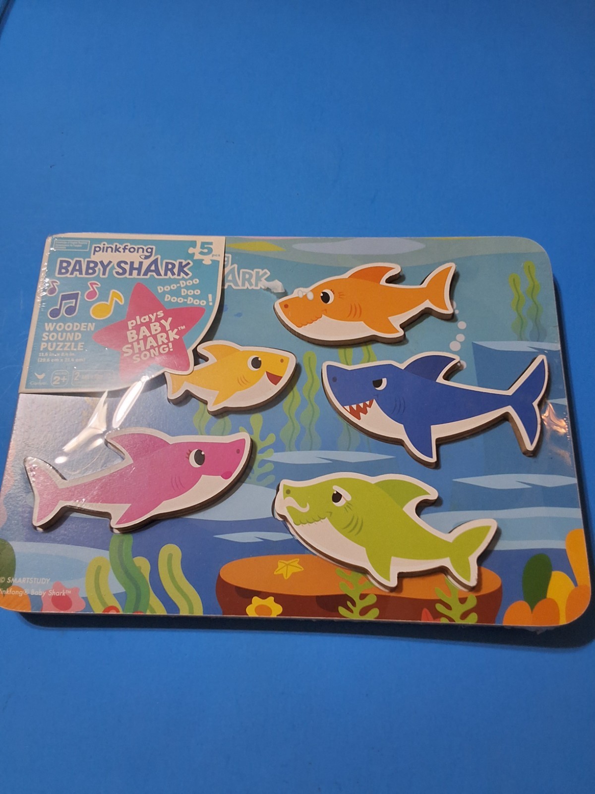 Pinkfong Baby Shark Musical Wooden Sound Puzzle, Plays Viral Song, 5 Pieces NEW
