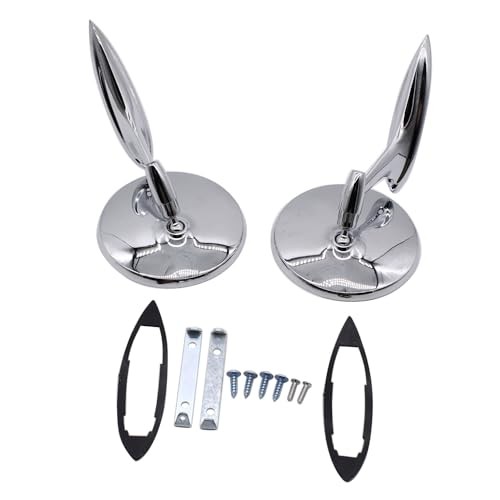 Round Bowtie Outside Rearview Mirrors Ribbed Base Compatible With Chevy 1963