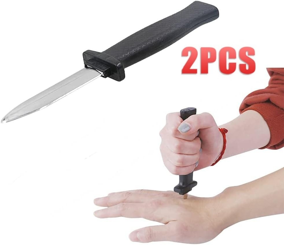 2pcs Trick Knife Dagger Retractable Blade Funny Joke Prank Props Toys Kids Gifts