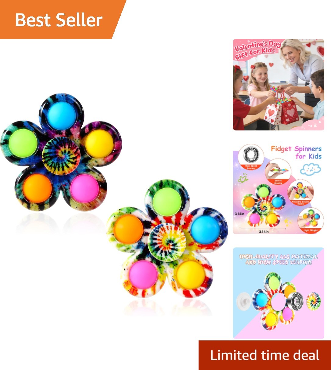 2-Pack Sensory Fidget Spinners for Kids – Safe and Colorful Stress Relief Toys