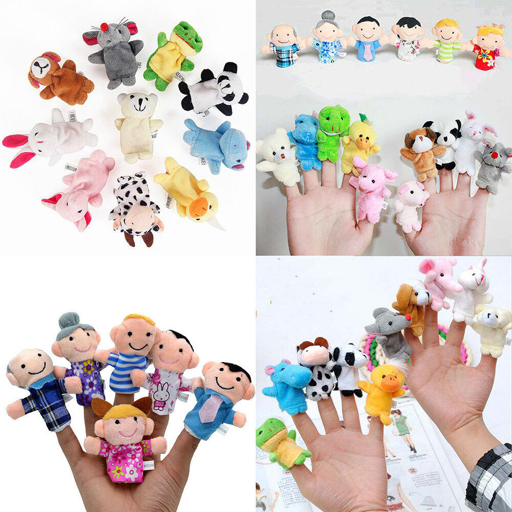 US 6 Pack Family Finger Puppets Cotton Doll Animal Baby Educational Hand Toy