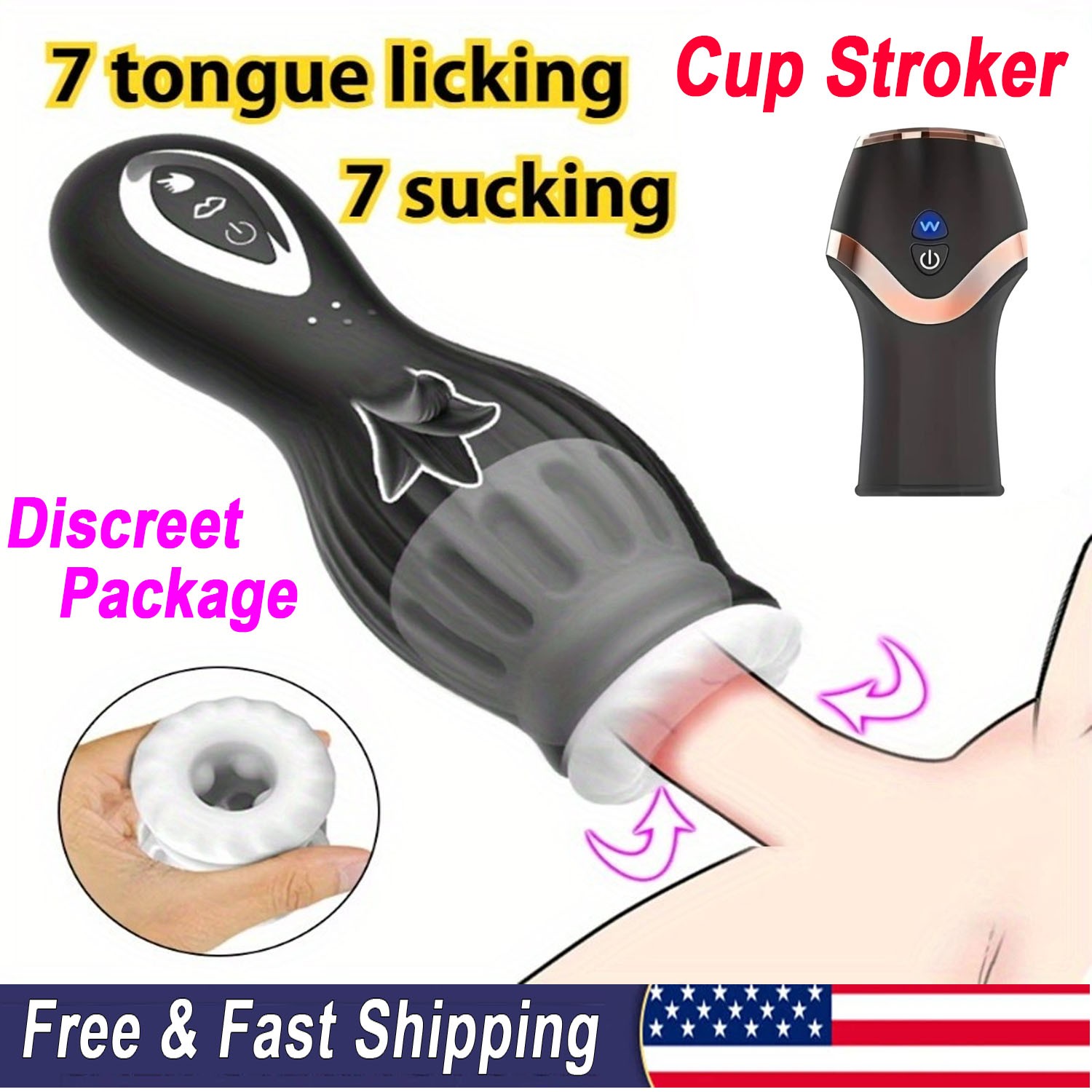 Vibration Massager Automatic Male Rotating Body Relax Sleeve for Men Black US