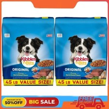 2 Pack Kibbles ‘n Bits Dry Dog Food, Original Savory Beef & Chicken Flavor, 45lb
