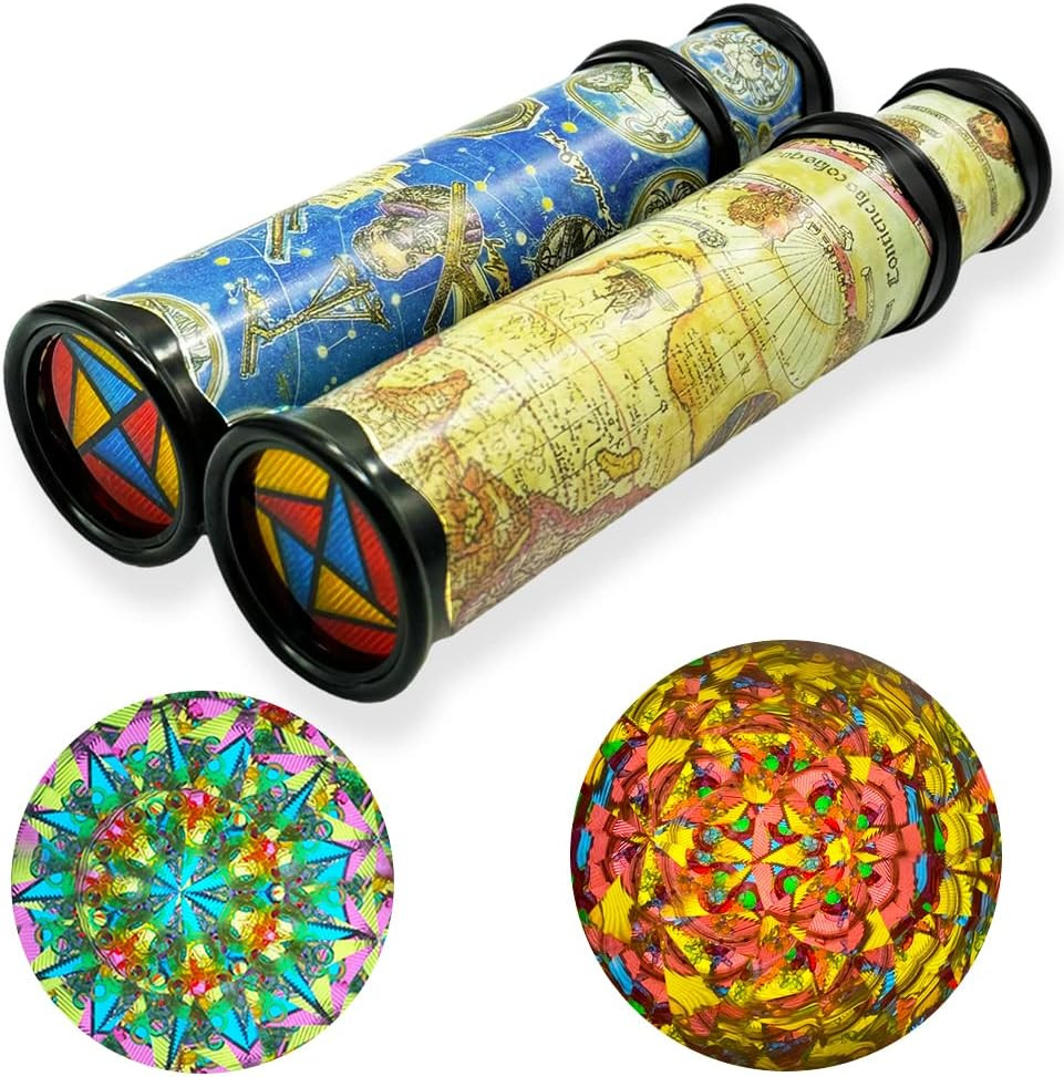 2 Pack Classic Kaleidoscope Toy,Magic Rotating Kaleidoscope,Stretchable Long Wor