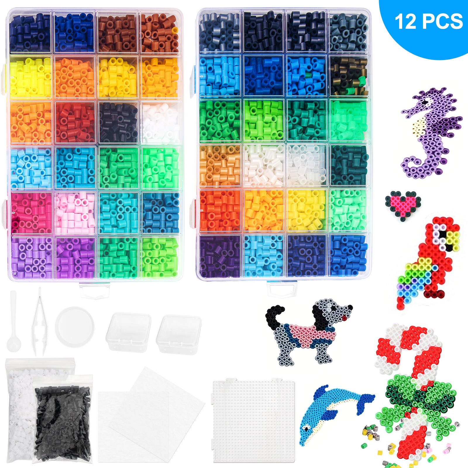 17808PCS 5mm Fuse Beads Kit DIY Craft Toys 48 Colors Girls Boys Christmas Gift