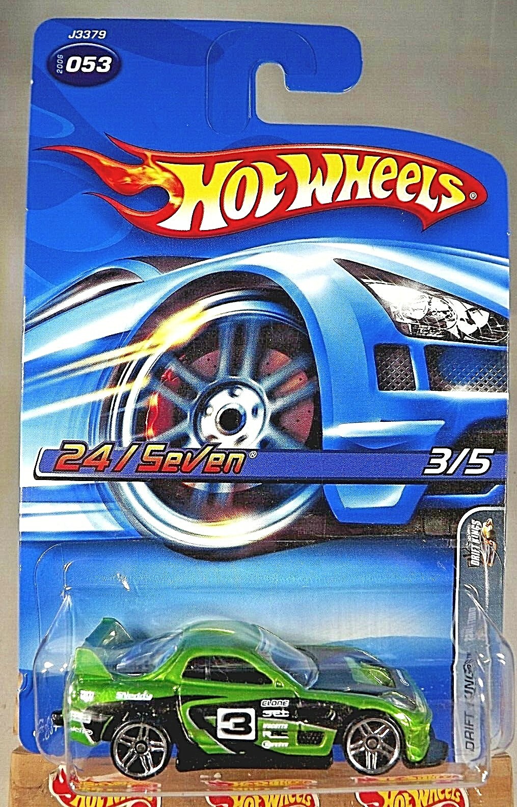2006 Hot Wheels #53 Drift Kings 3/5 24/SEVEN Green Variant w-AC w/Chrome Pr5 Sp