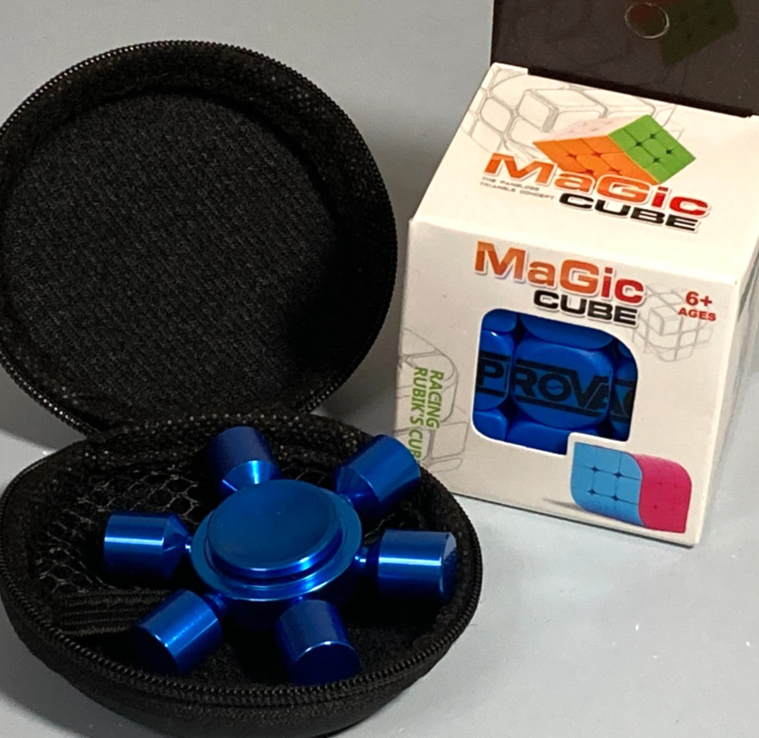 Fidget Toys Lot of 2 Magic Cube (new) & Spinner w/Case (gently used)