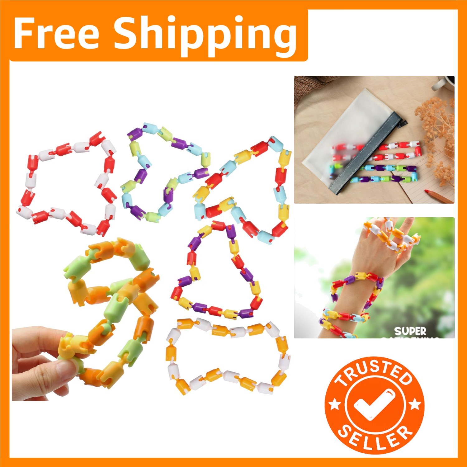 6pc Multicolored Fidget Toys – Sensory Items for Kids & Adults, Stress Relief