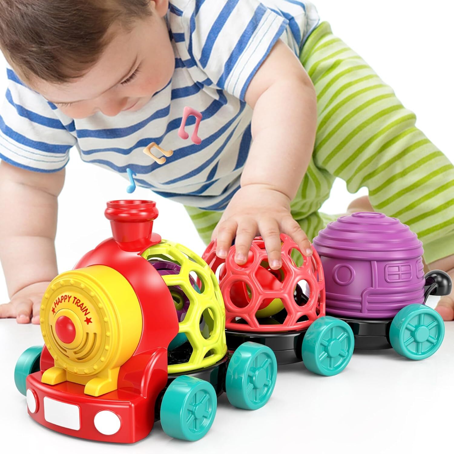 Baby Toy Train, Infant Rattles Car Toys for 6 7 8 9 10 11 12 Month Old Boy