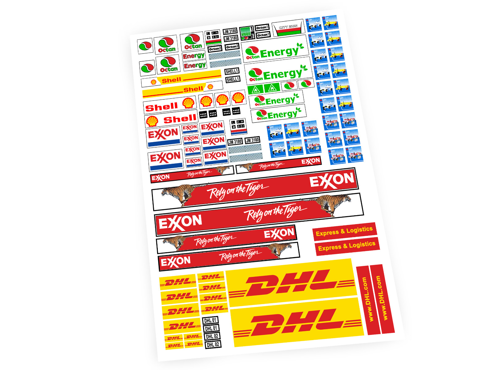 CUSTOM STICKERS for MODEL TOY TRUCK OCTAN SHELL EXXON DHL TOYS , SET 3180 60016