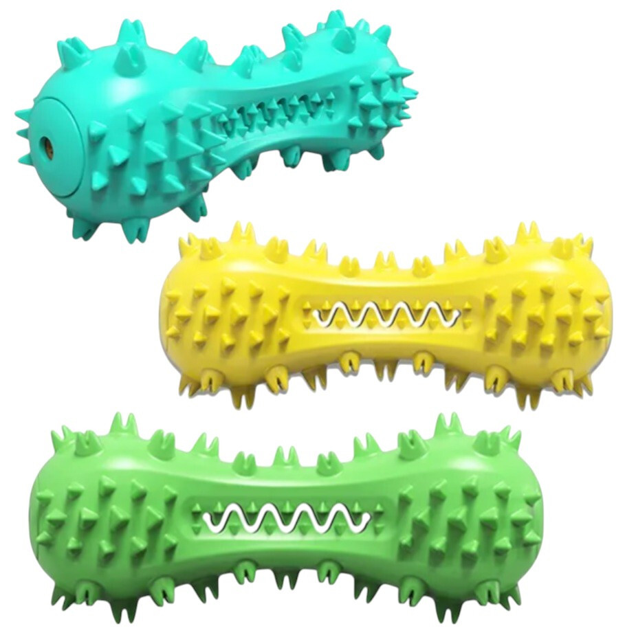 Dog Toothbrush Chew Toy Dental Cleaning Bone Stick Squeaky Rubber Toy for Dogs