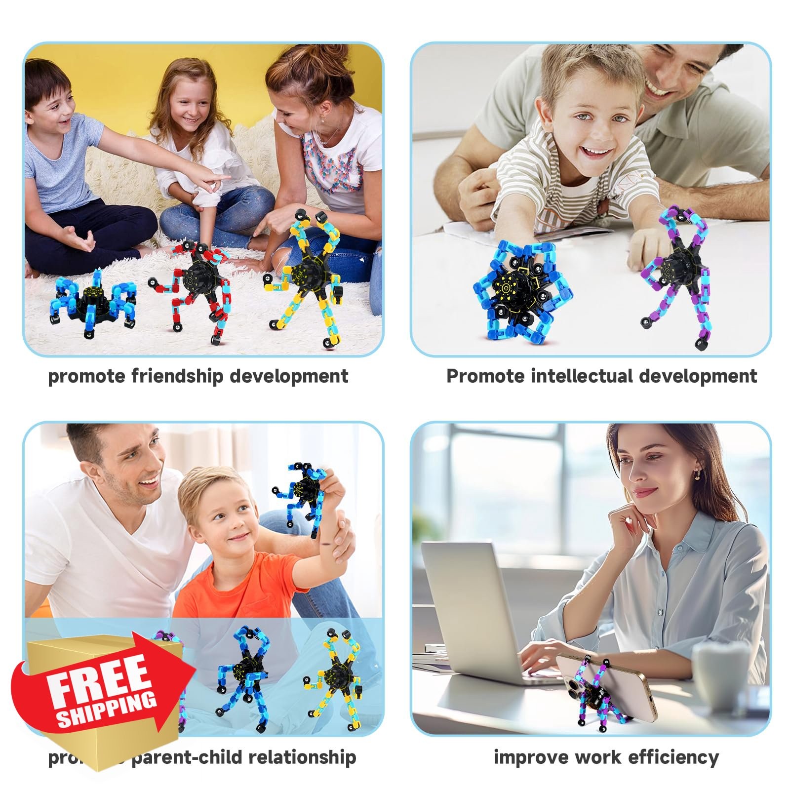 48PCS Valentine Glow Fidget Toys Bulk Robot Spinner Kids Adults