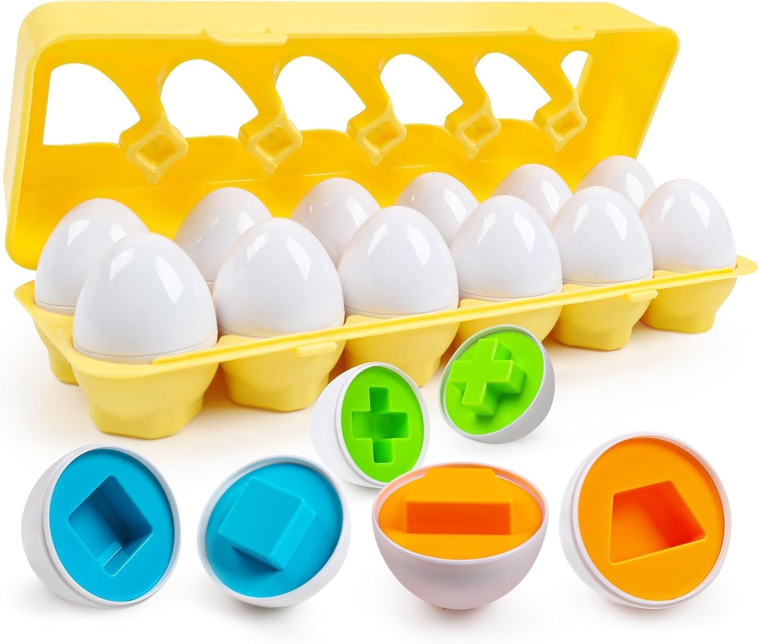 Egg Toys for Toddlers 1-3,Montessori Geometric Eggs Early Fine Motor Skills L…