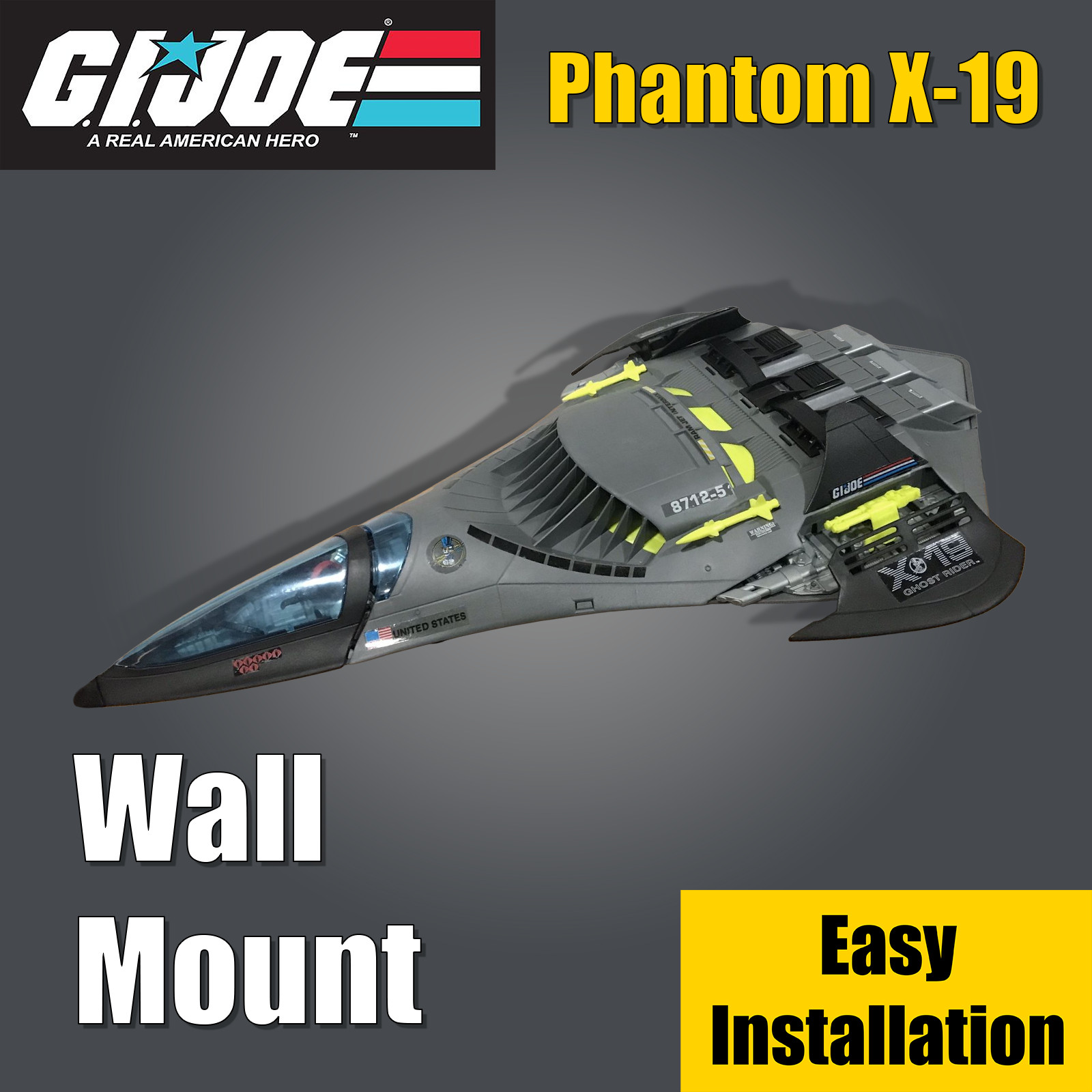 GI Joe Wall Mount For Phantom X-19 (1988) – Multi Directional, Easy Install!