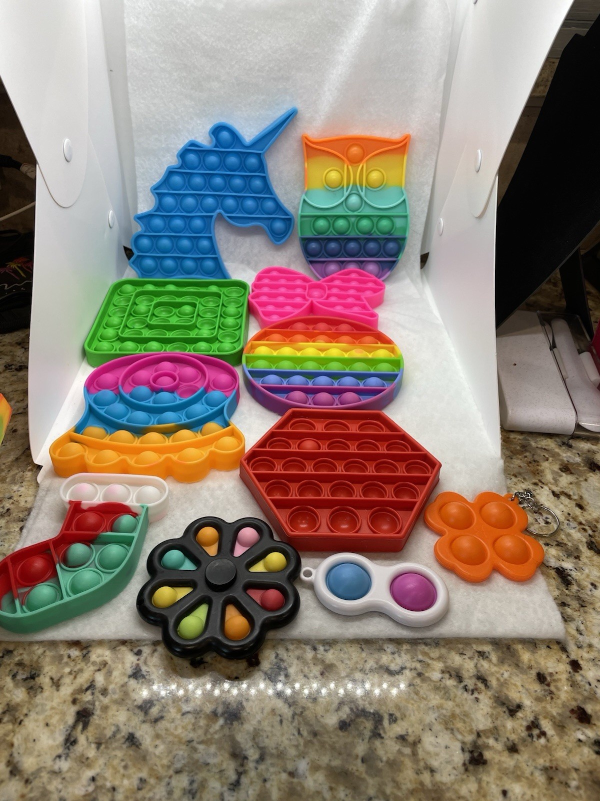 Huge SENSORY FIDGET TOYS LOT of 60+ Pop Its Spinners Puzzle Games Magnetic Cubes