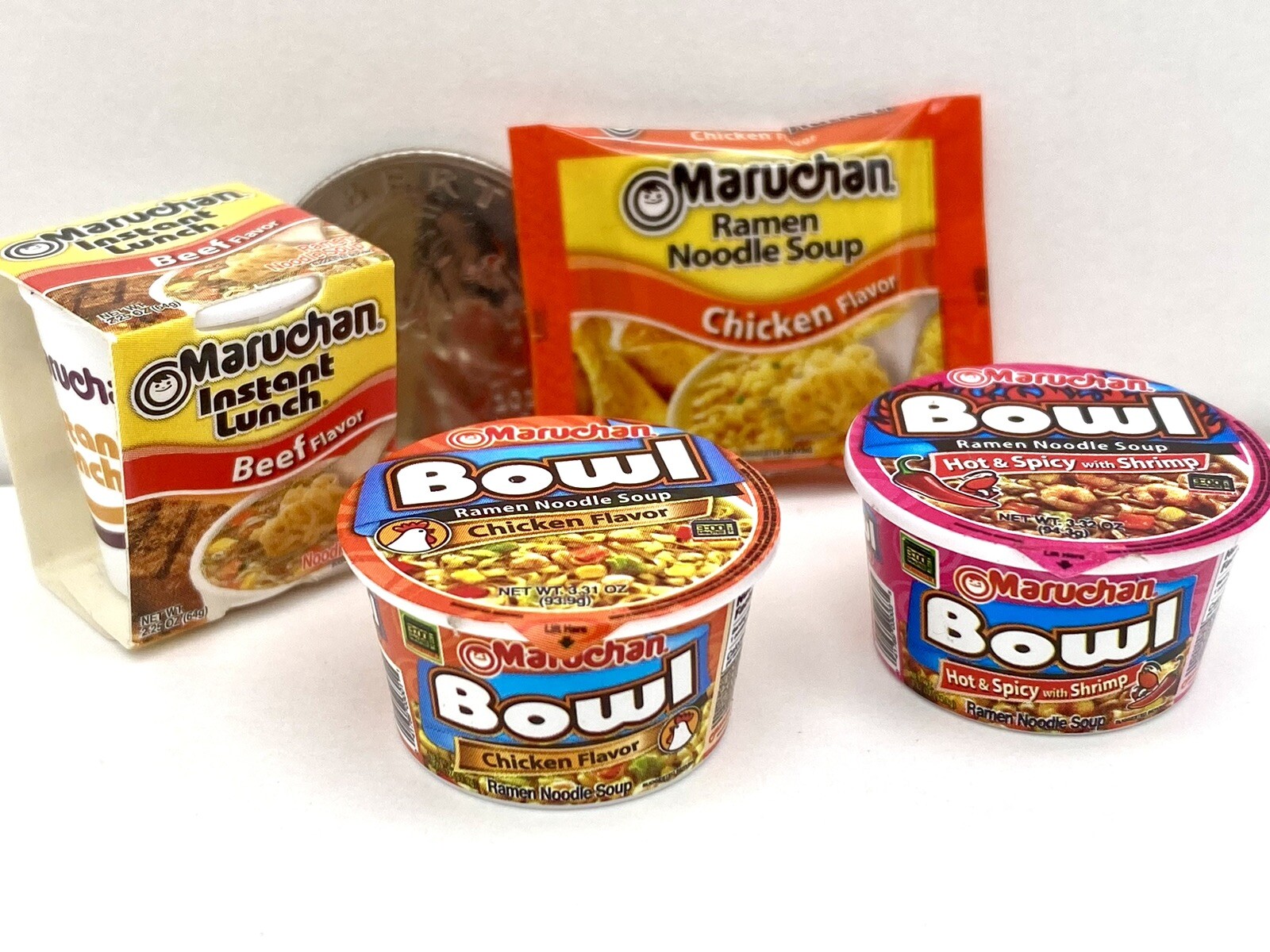 Set 4 Maruchan Bowl Cup Pack Ramen Instant Noodle Soup Zuru Mini Brands S4 & S5