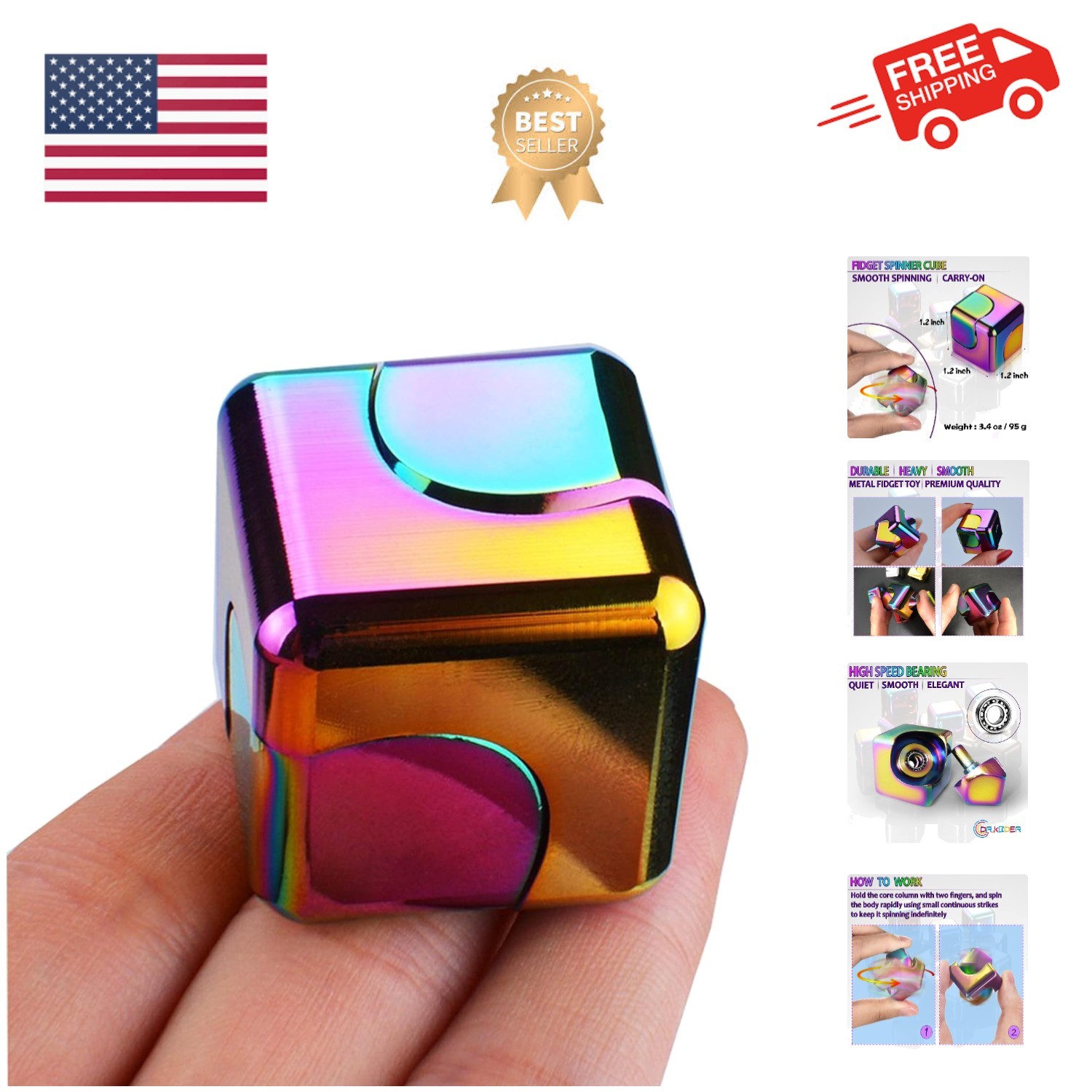 Fidget Spinner Toys Cube Adults, Easter Basket Stuffers for Teen Boys Metal C…