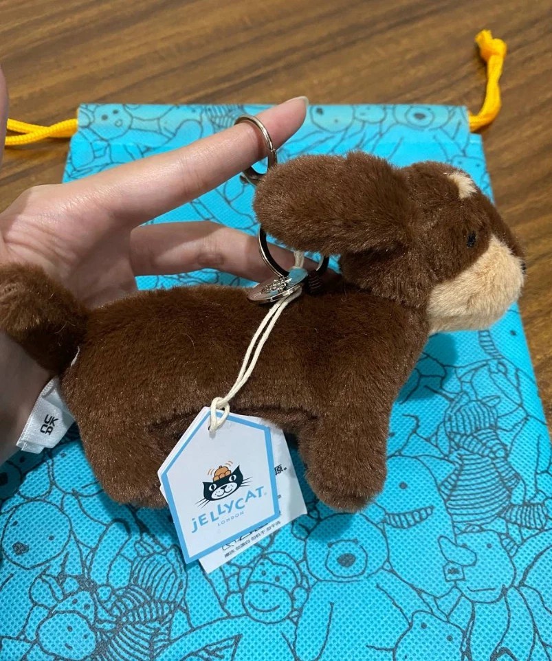 Jellycat Otto Sausage Dog Bag Charm Keychain Plush NWT