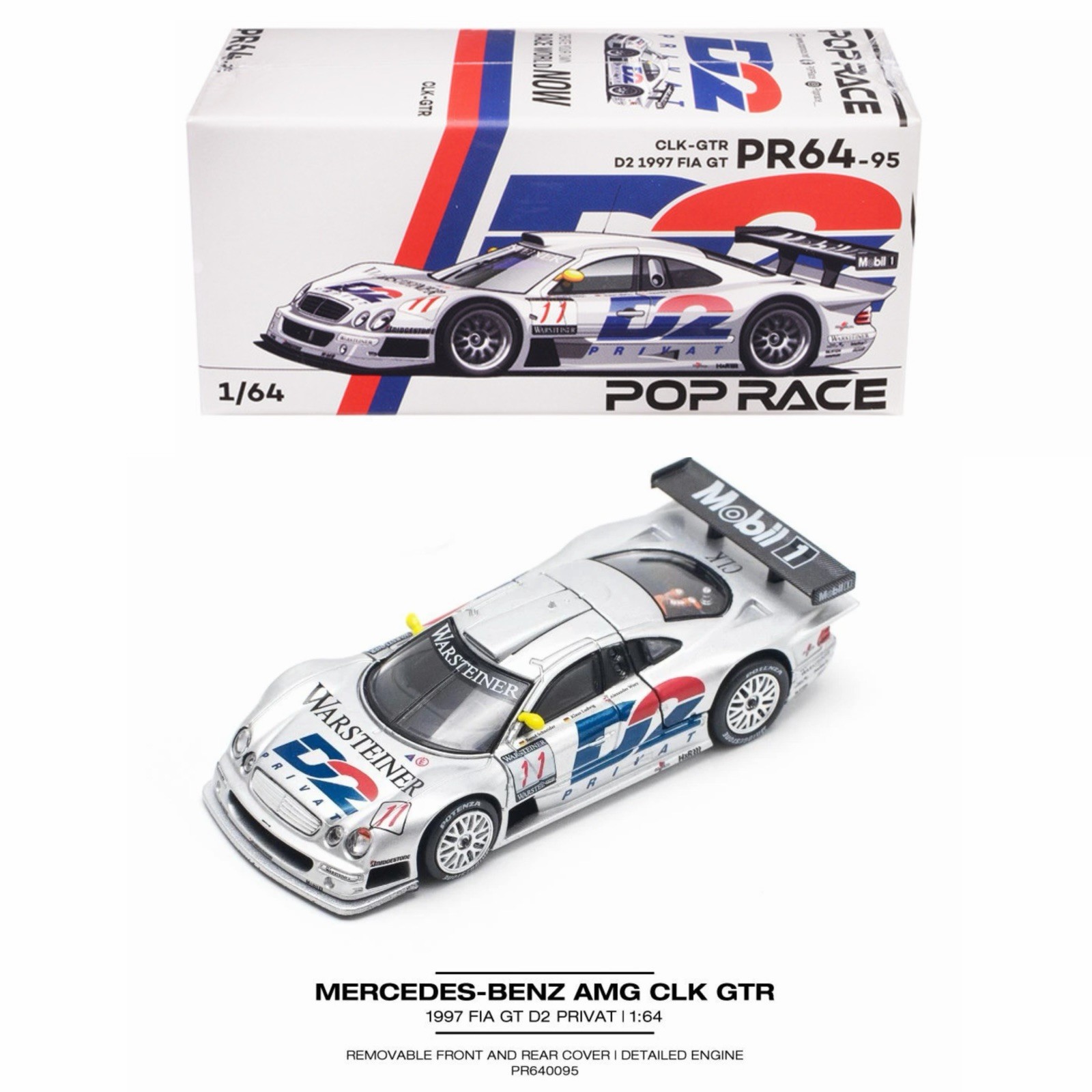 Pop Race Mercedes Benz AMG CLK GTR D2 Privat #11 1997 FIA GT 1/64 PR640095