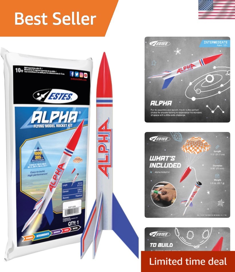 Easy-To-Build 1225 Alpha Rocket Kit – Fly High with Colorful Designs for Kids