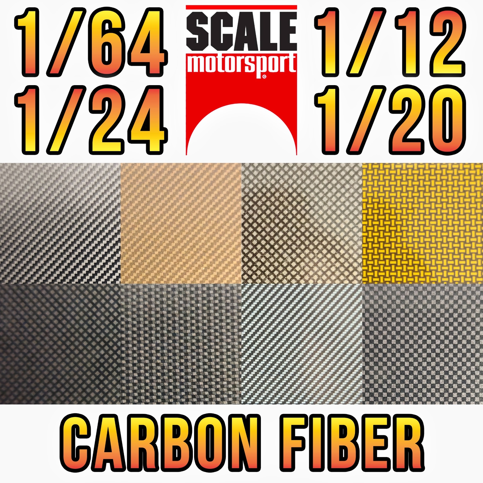 SCALE MOTORSPORT CARBON FIBER WaterSlide Decal 1/12 1/24 1/64 for Hot