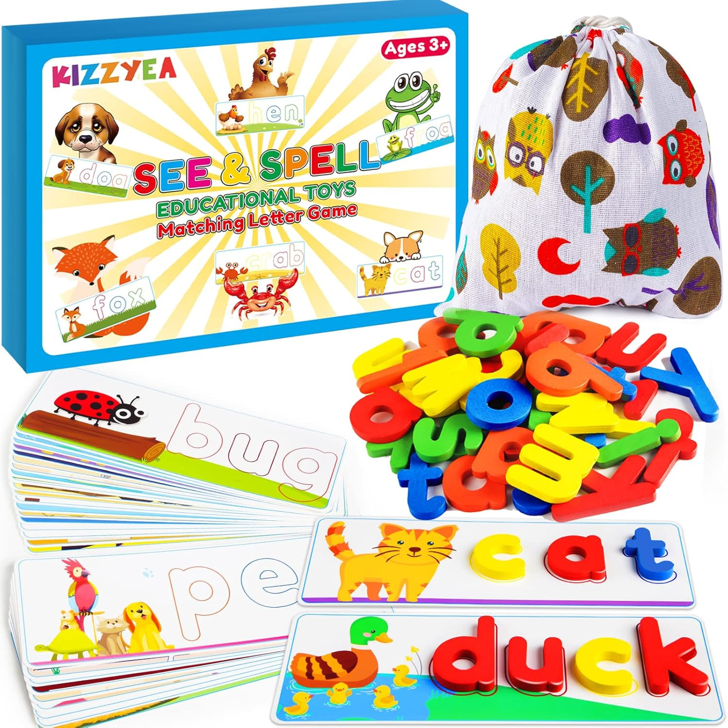 Learning Educational Toys for 2 3 4 5 6 Years Old Boys Girls, See & Spell Matchi