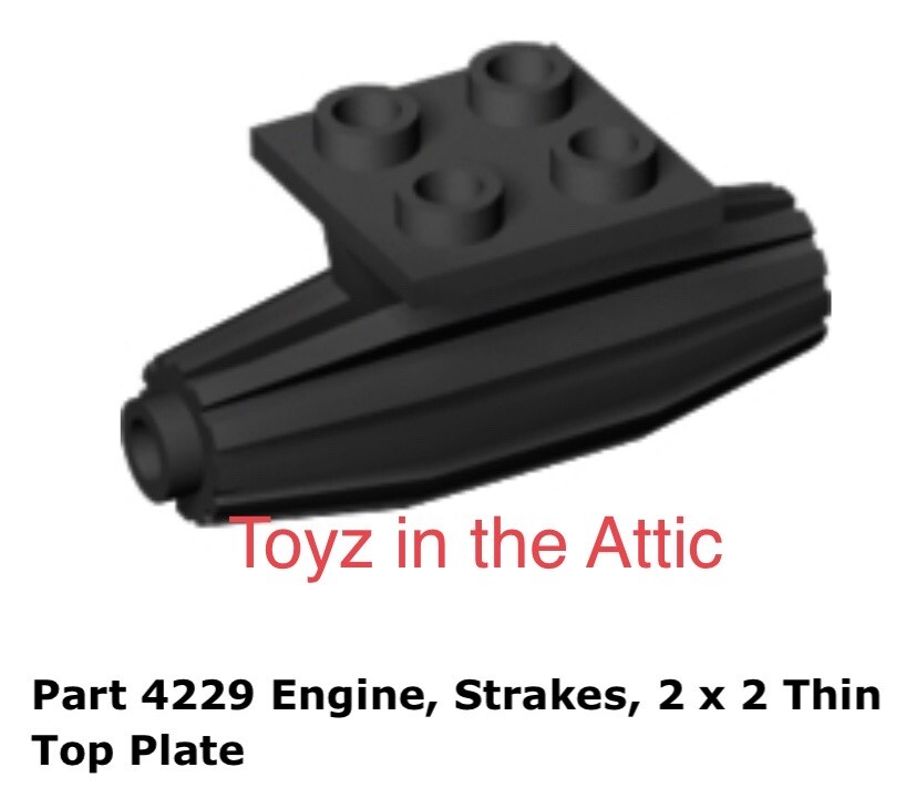Lego 1x 4229 Black Engine, Strakes, 2 x 2 Thin Top Plate 6897 Space Police II