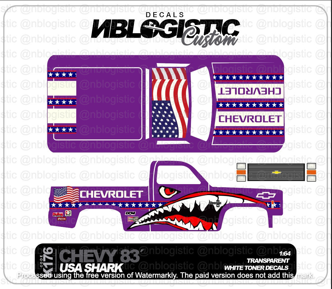 ’83 CHEVY SILVERADO Custom WaterSlide Decal  for hot wheels 1/64