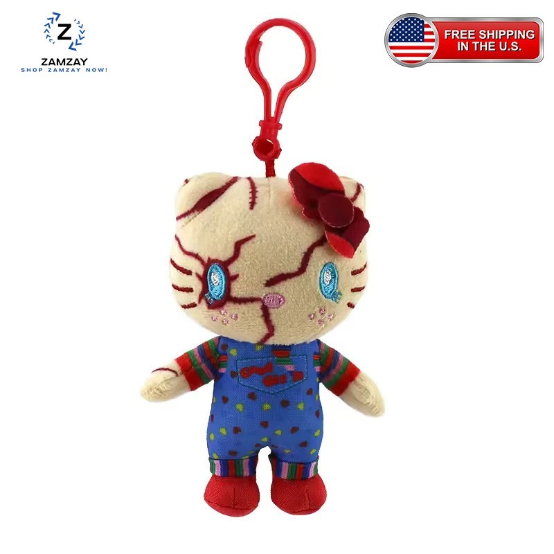 HELLO KITTY x CHUCKY  4″ Plush Keychain Kawaii Anime Horror HALLOWEEN