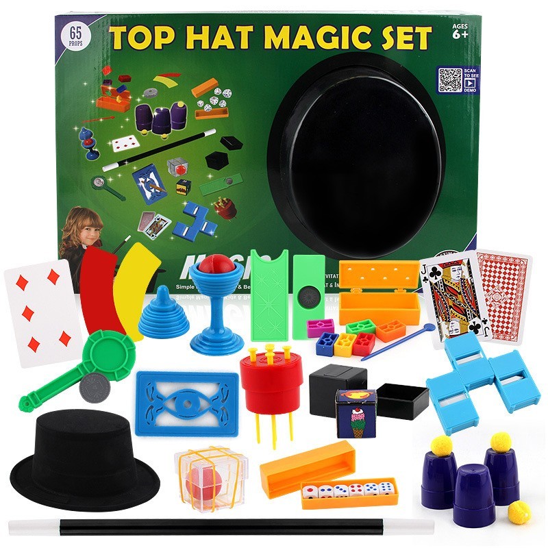 Top Hat Magic Set with 65 Props Simple Magic For Kids & Beginners Age 6 and Up