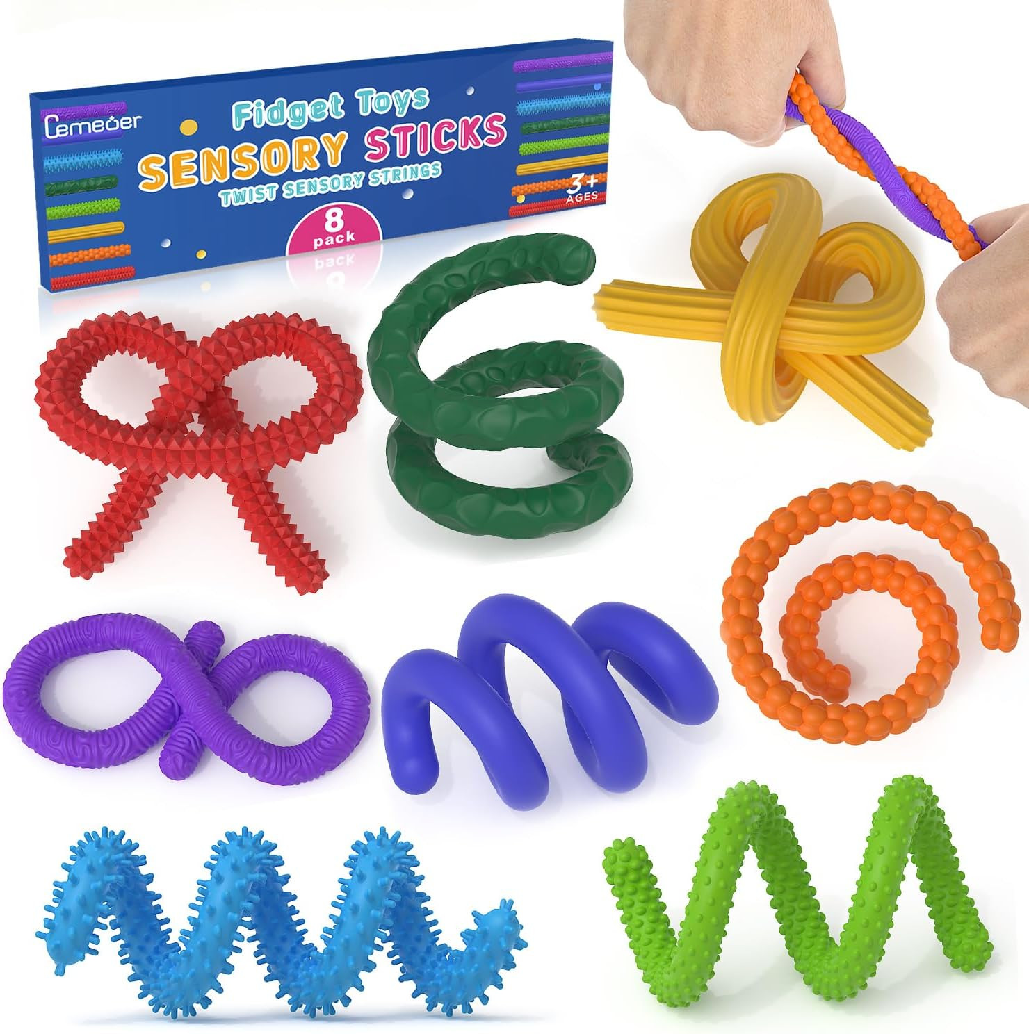Sensory Fidget Toys for Kids, 8 Pack Sensory Sticks, Stress Fidgets Toy for Clas