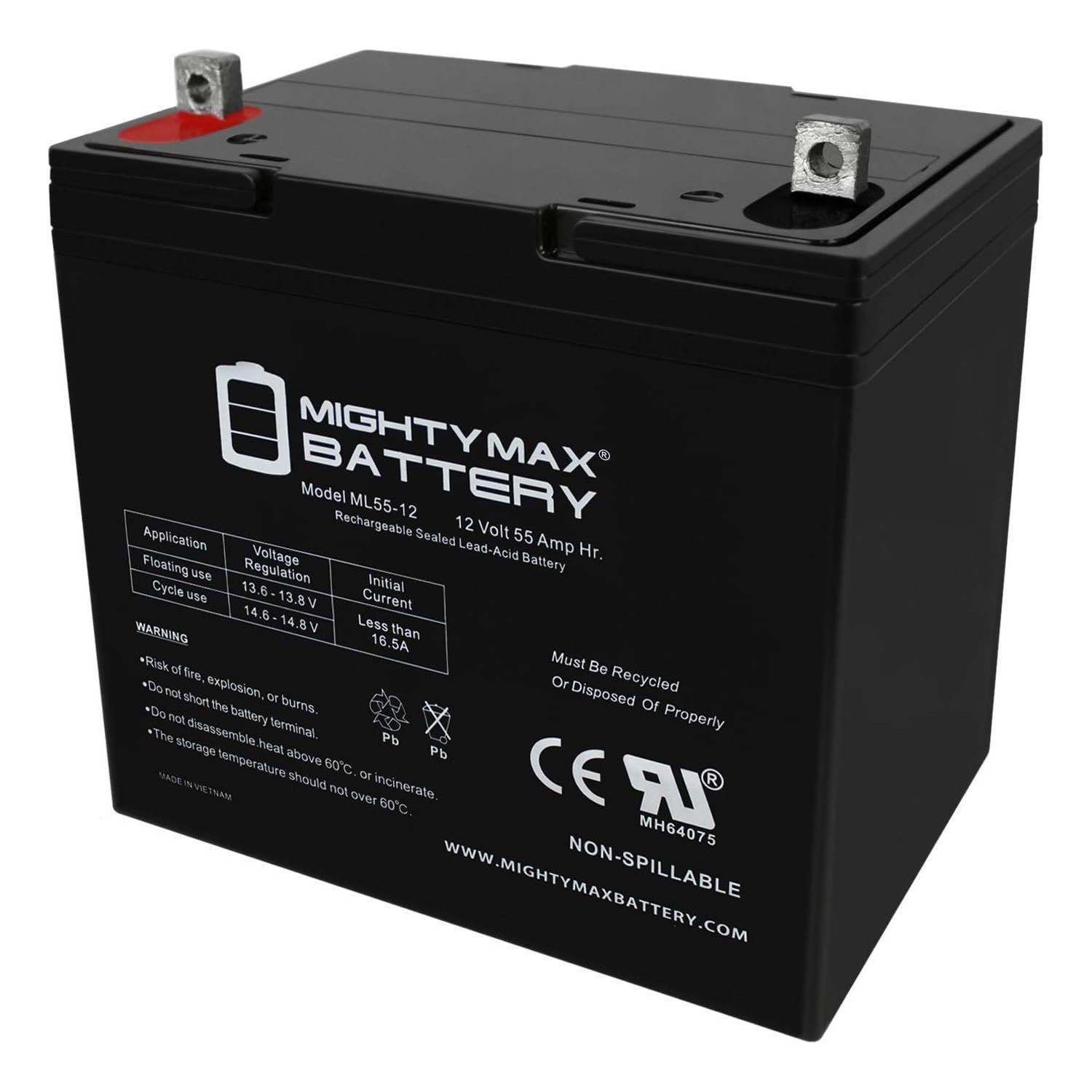 Mighty Max 12V 55Ah Replacement Battery for Pride Pursuit SC713 Scooter