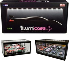 Collectible Display Show Case Illumicase+ LED Lights Mirror Base and Back, BLACK