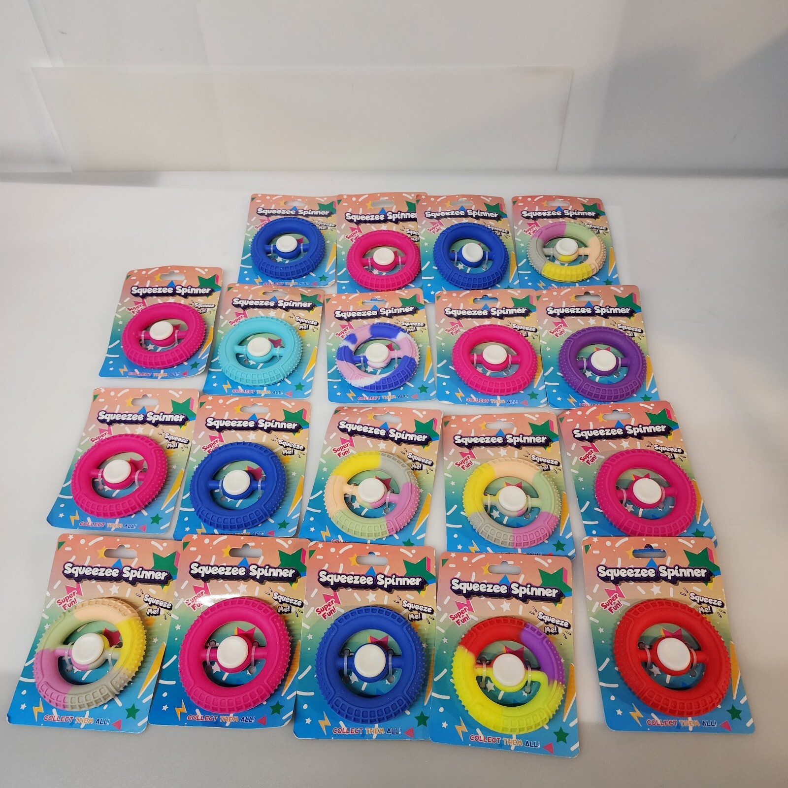 19 Squeezee Spinner Fidget Anxiety Calming Toys NEW 2 in 1 Multi Colors