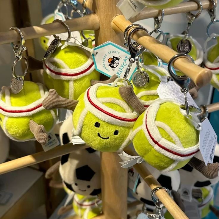 Jellycat Amuseables Sports Tennis Ball Bag Charm Keychain Plush Gift New Tags