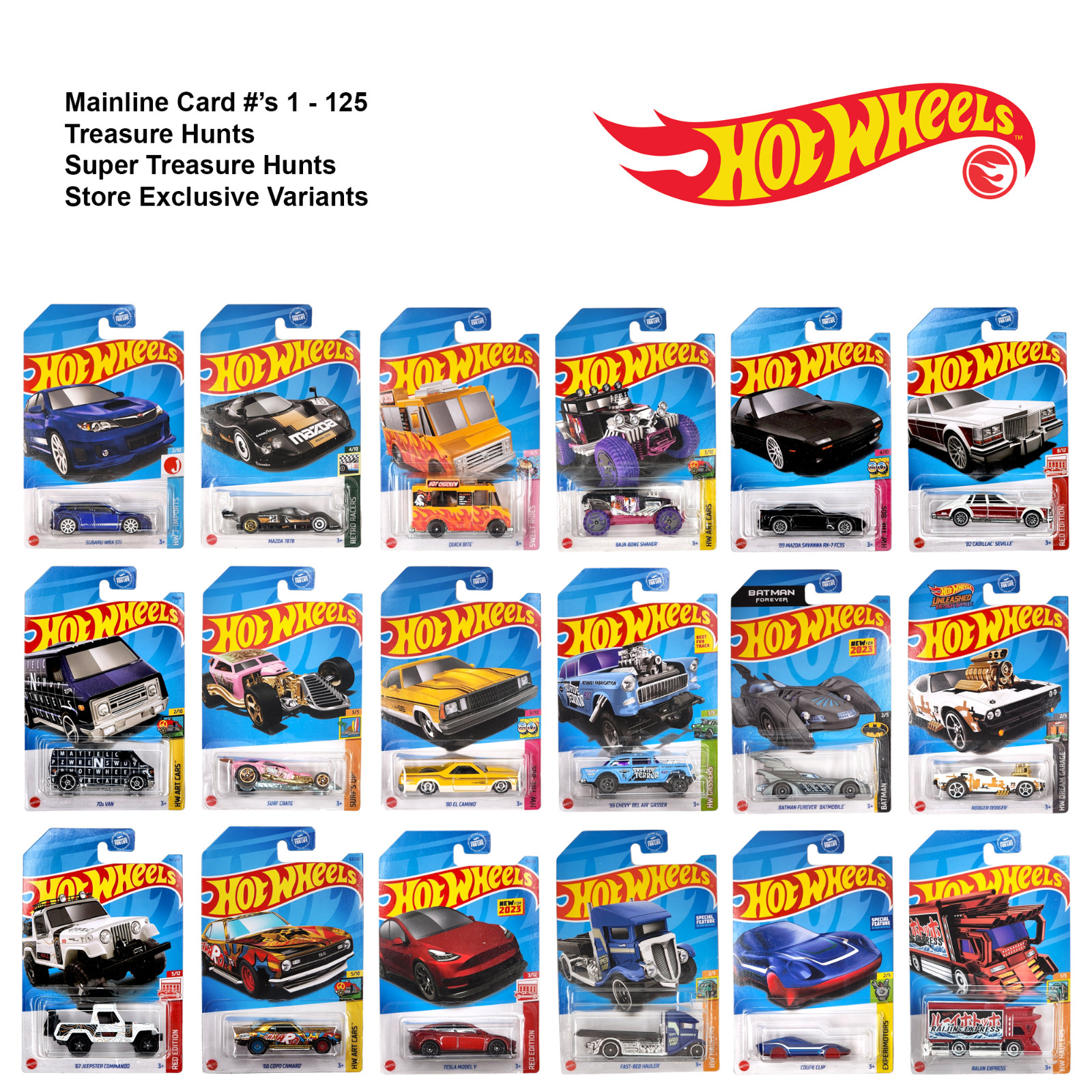 HOT WHEELS 2023 Mainline 1 – 125 1/64 Scale Long Card Basic Assortment