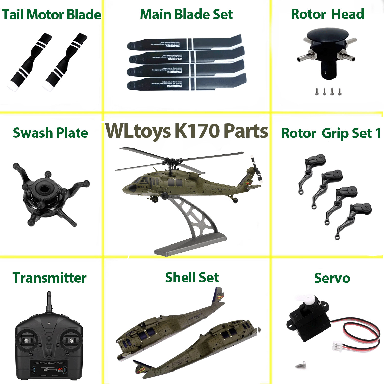 Original Replacement Parts for WLtoys K170 UH-60L RC Helicopter, Accessory Parts