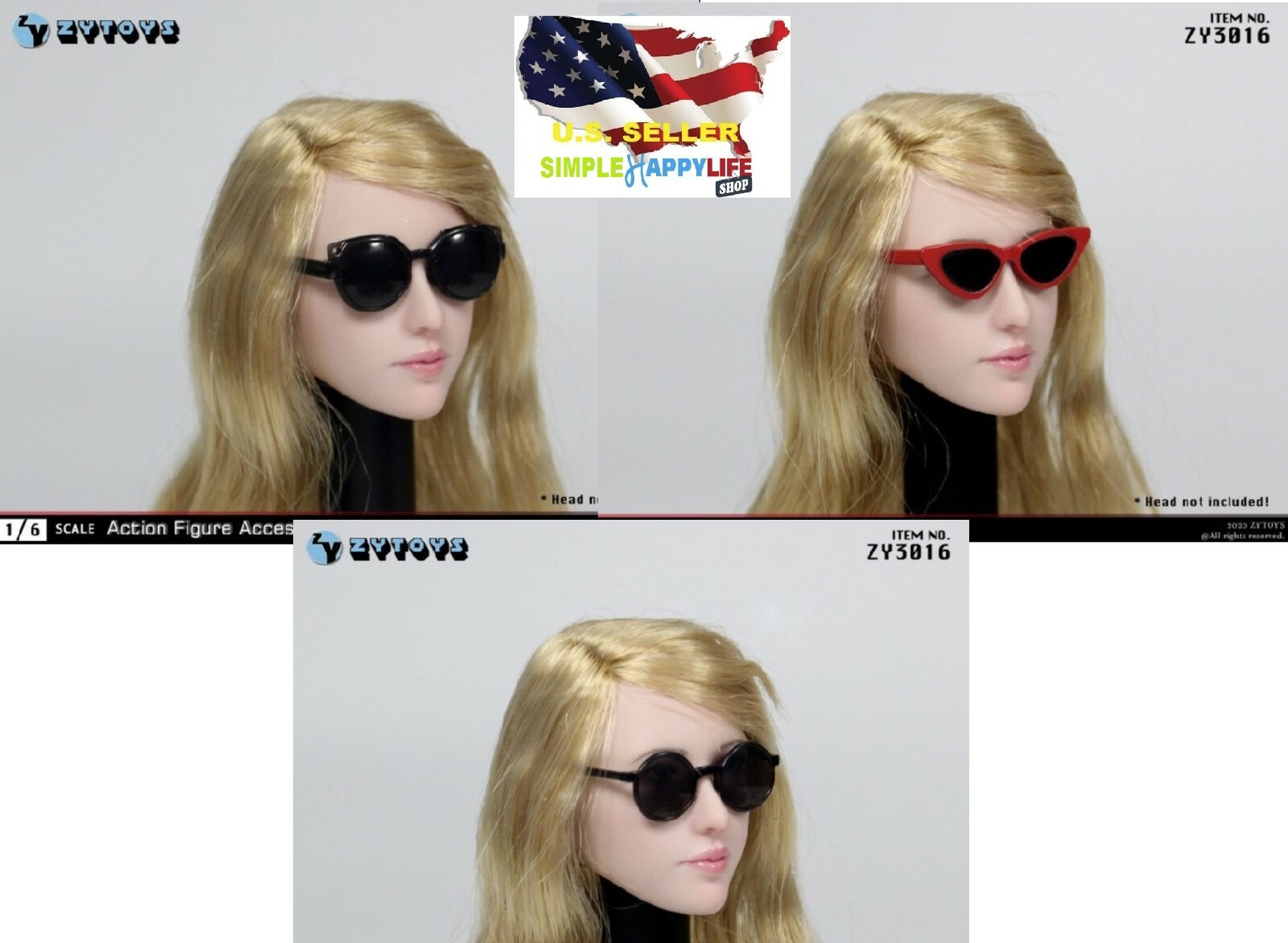 3 pair 1/6 Female Sunglasses for 12″ figure Hot Toys phicen TLeague kumik ❶USA❶
