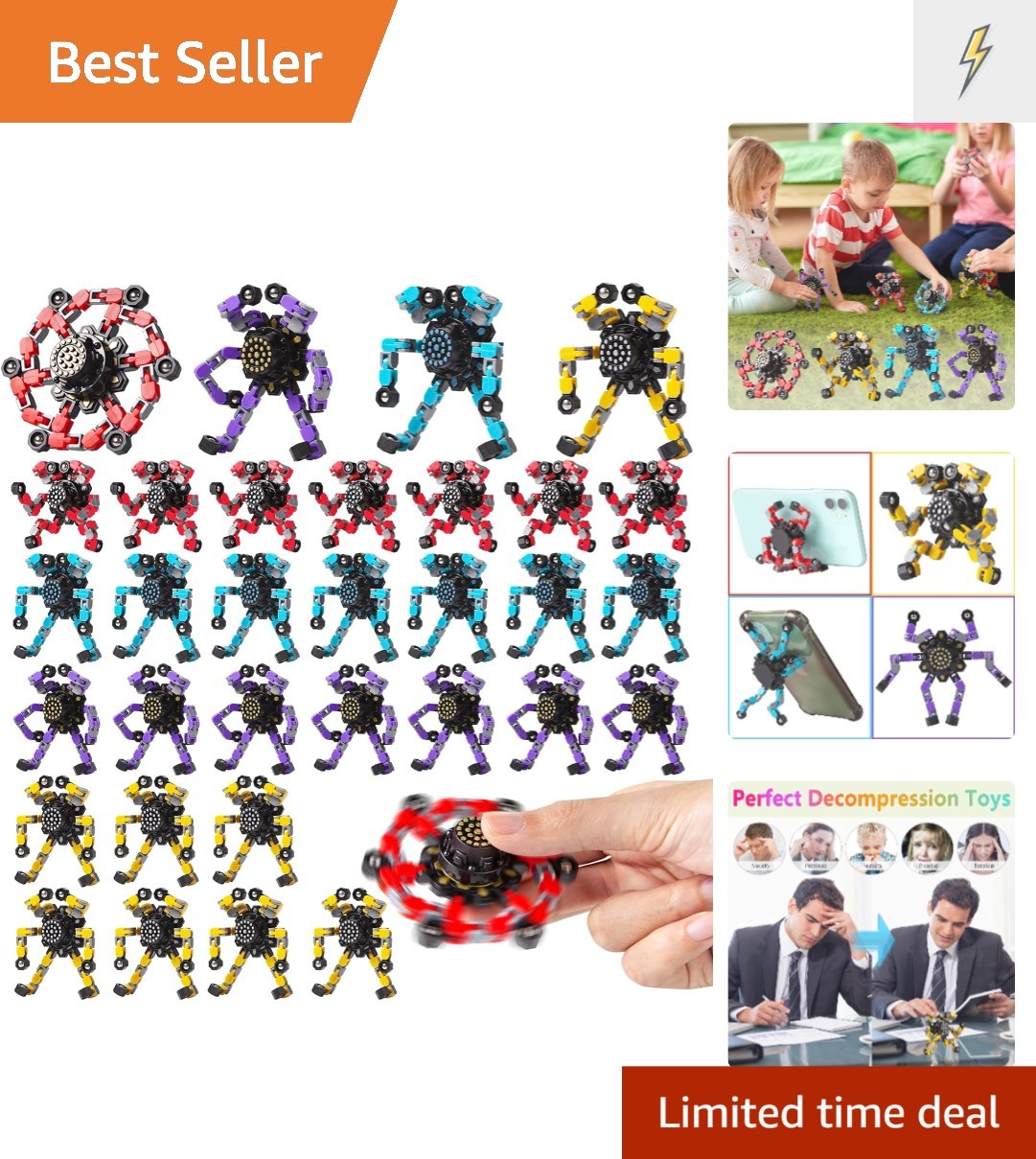 Fidget Spinners 32 Pcs – Transformable Toys for Classroom, Gifts & Stress Relief